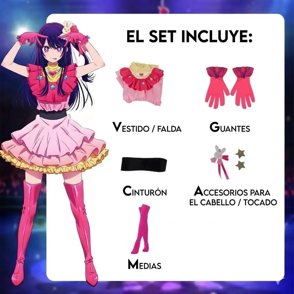 Set Cosplay Ai Hoshino Vestido Oshi No Ko Accesorios