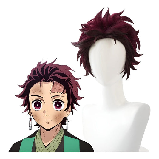 Peluca Tanjiro Kamado Anime Kimetsu No Yaiba Cosplay