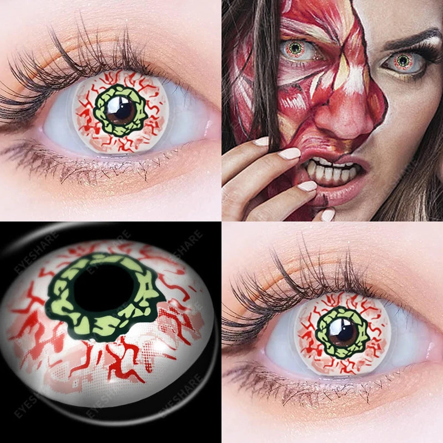 Lentes De Contacto Zombie Blancos Cosplay Halloween Realista