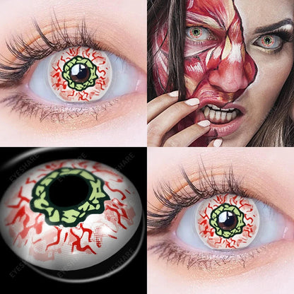 Lentes De Contacto Zombie Blancos Cosplay Halloween Realista