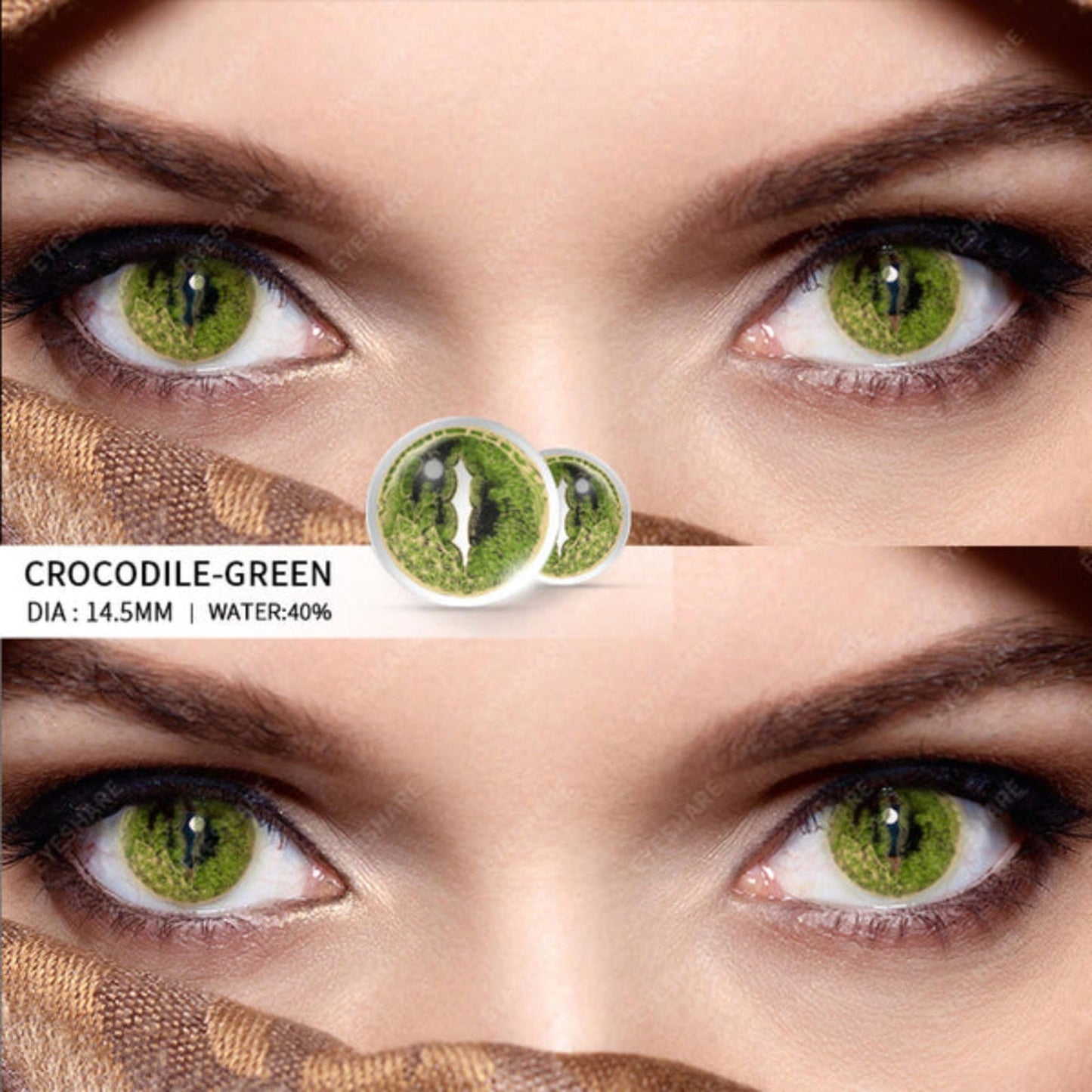 Lentes De Contacto Reptil Verde Cosplay Cocodrilo Dragón