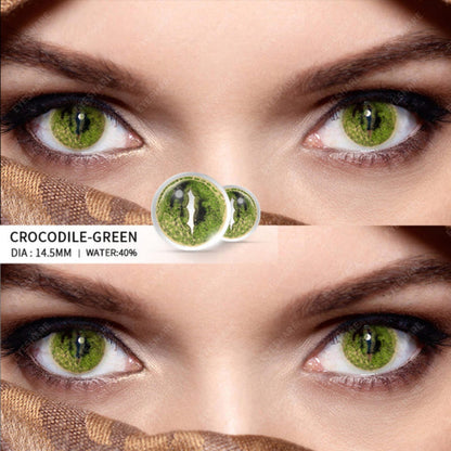 Lentes De Contacto Reptil Verde Cosplay Cocodrilo Dragón