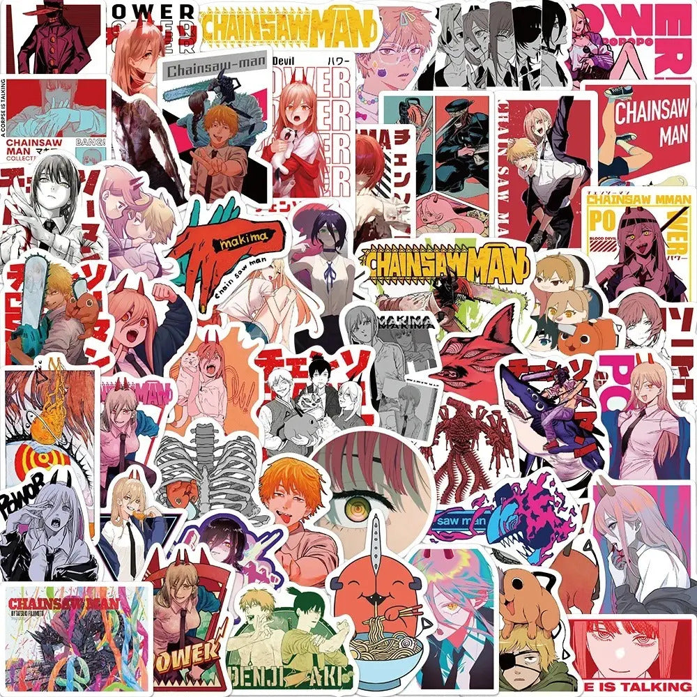 Pack 100 Stickers Chainsaw Man Anime Impermeables