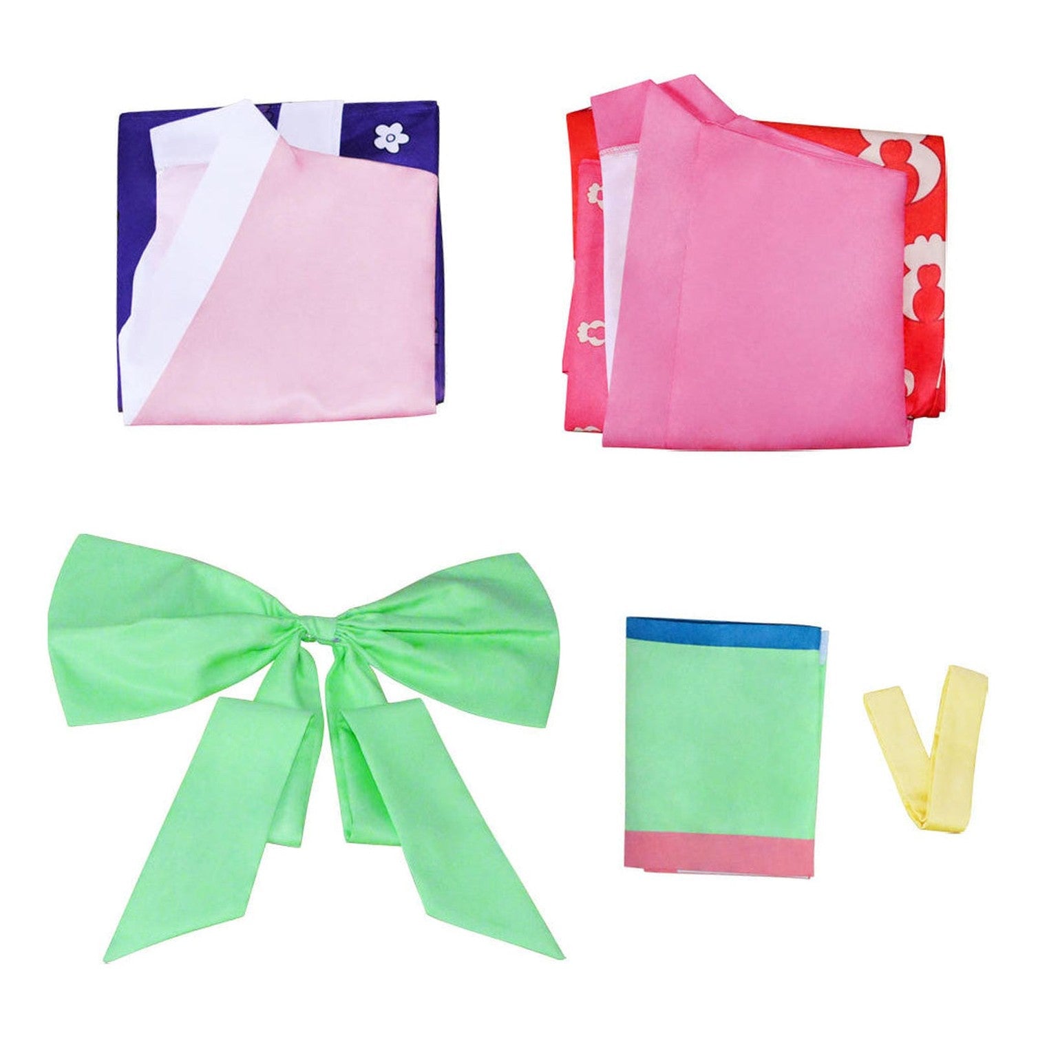 Componentes disfraz Hiyori One Piece kimono y lazo verde brillante