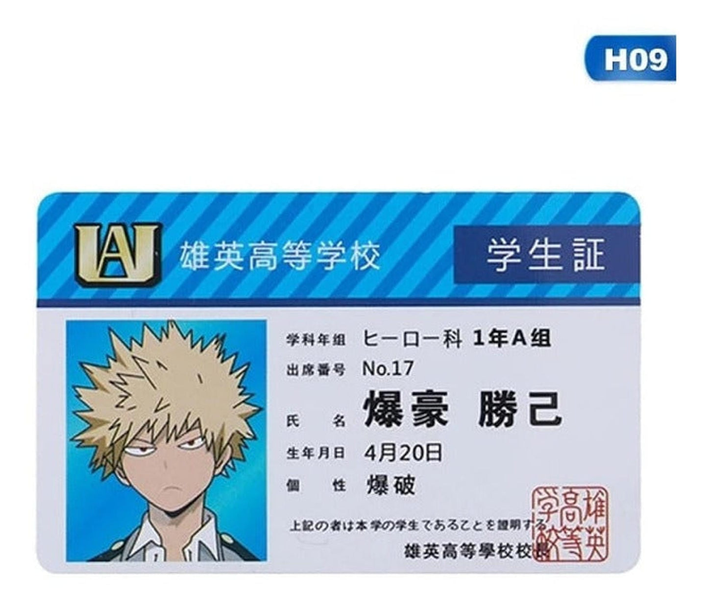 Tarjeta Estudiante UA - My Hero Academia Cosplay