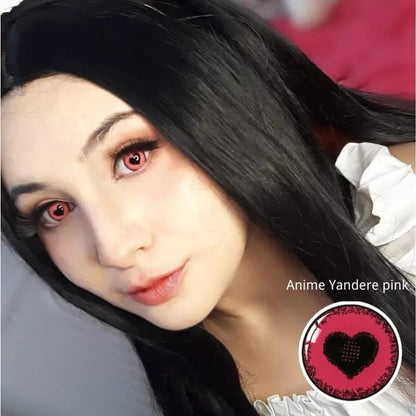 Lentes De Contacto Corazón Kawaii Anime Yandere + Estuche
