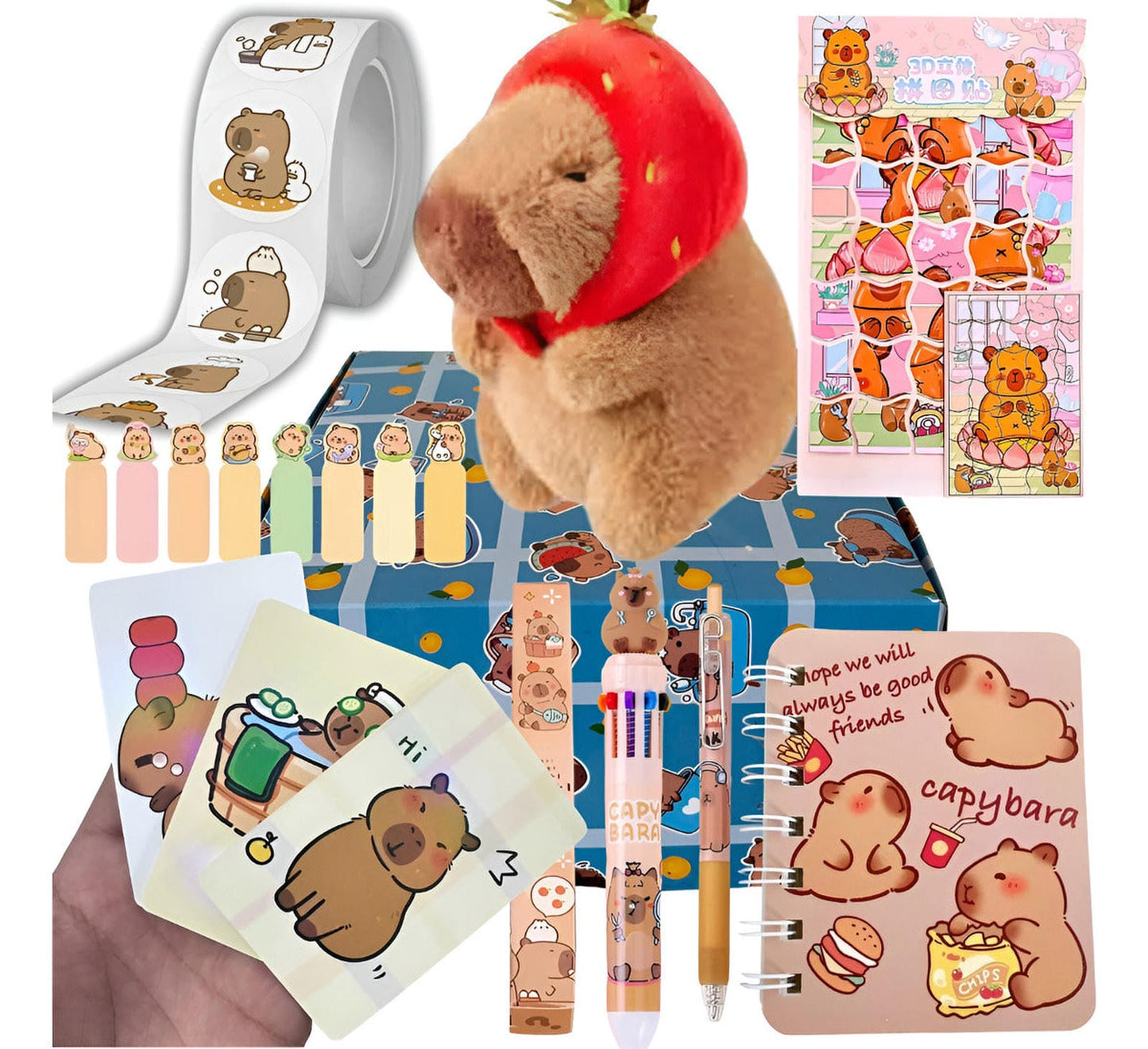 Caja Sorpresa Capybara Carpincho Kawaii Peluche Libreta Cute