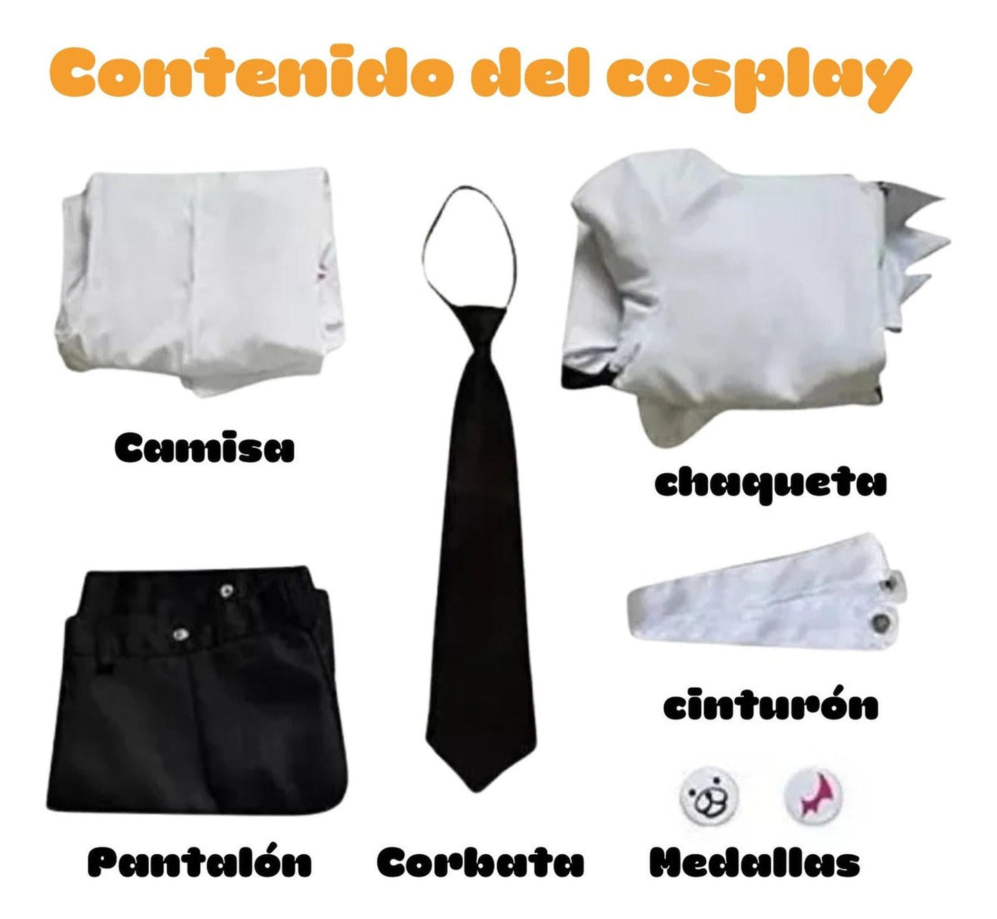 Conjunto completo cosplay Monokuma Danganronpa con medallas y accesorios