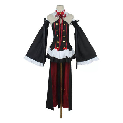Cosplay Reina Vampiro Krul Tepes manga ancha encaje rojo detalle