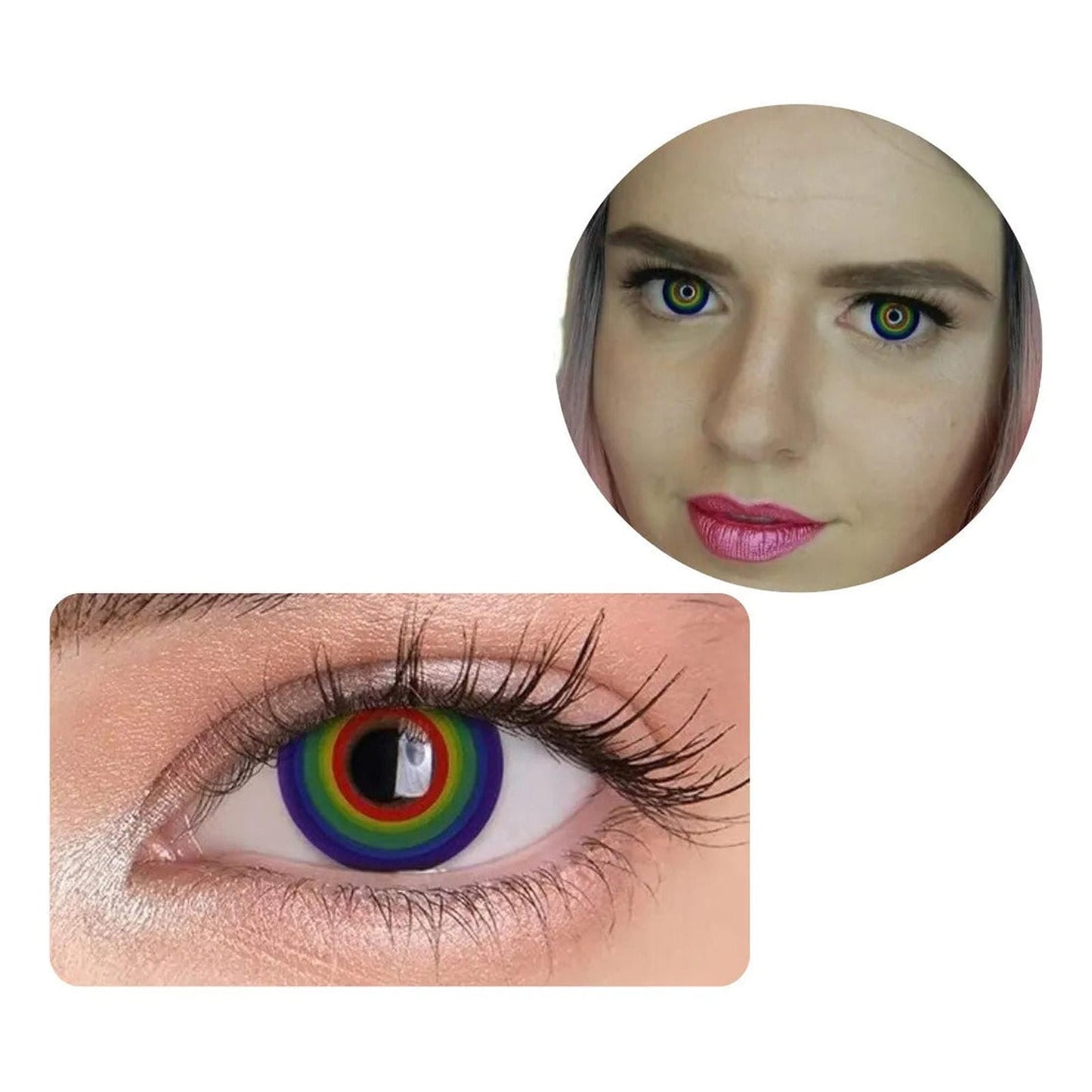 Lentes De Contacto Arcoíris Multicolor Cosplay Halloween