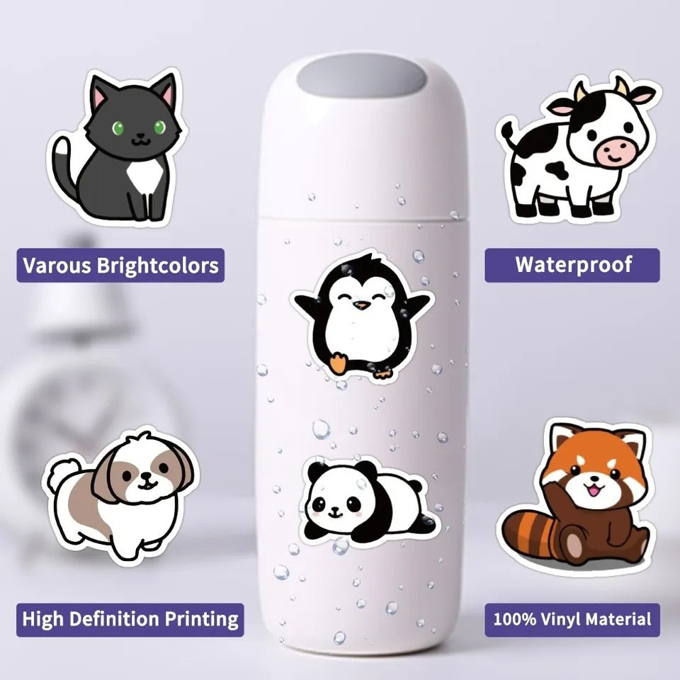 Stickers De Animalitos Impermeables 100 Unid Animales