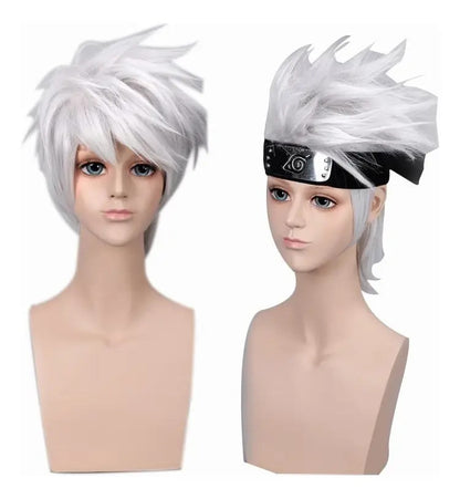 Peluca Kakashi Hatake Anime Naruto Cosplay + Diadema