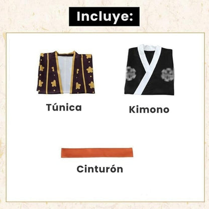 Conjunto disfraz Trafalgar Law One Piece túnica y cinturón naranja
