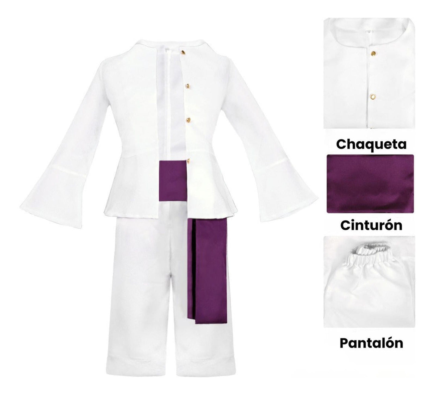 Cosplay Luffy Gear 5 Nika Anime One Piece Traje 3 Piezas Disfraz