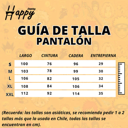 Medidas pantalón cosplay Gojo Satoru cintura cadera entrepierna tallas asiáticas